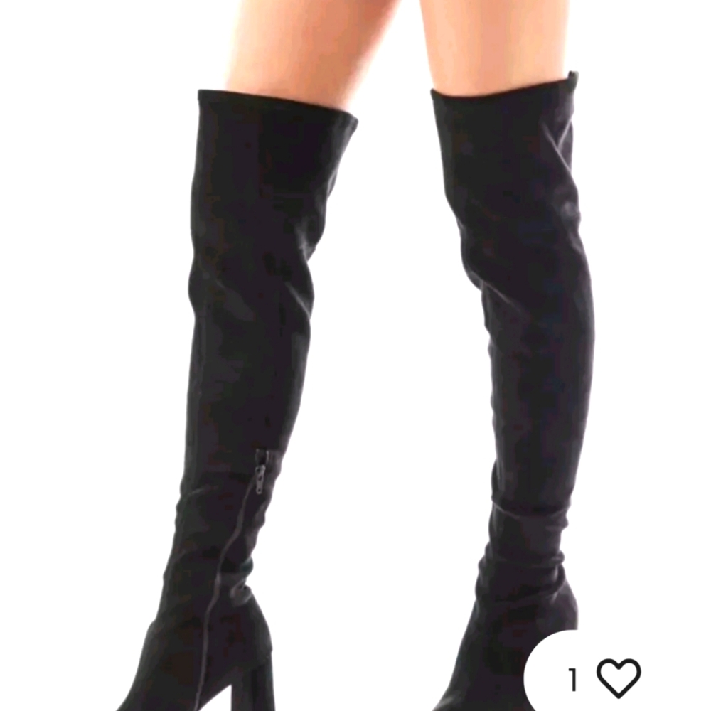 Jeffrey Campbell Stretch Faux Suede OTK Boots 9 1/2 .